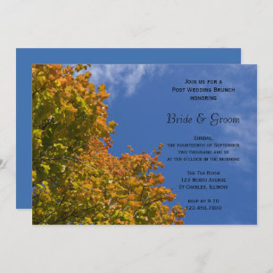Invitation Feuilles d'automne et Mariage de la Poste Sky Bleu