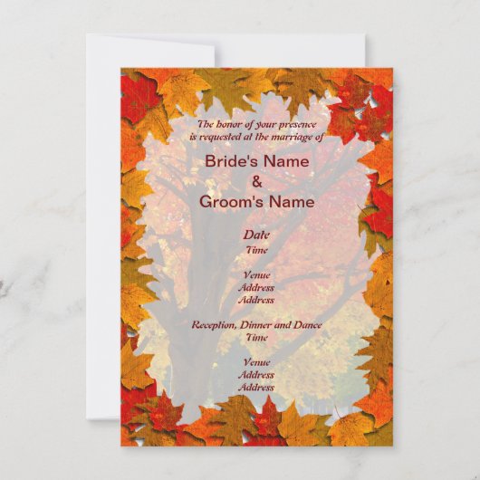 Invitation Feuilles d'automne et prairie de l'amour Mariage (Devant)