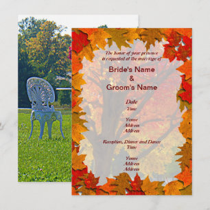 Invitation Feuilles d'automne et prairie de l'amour Mariage