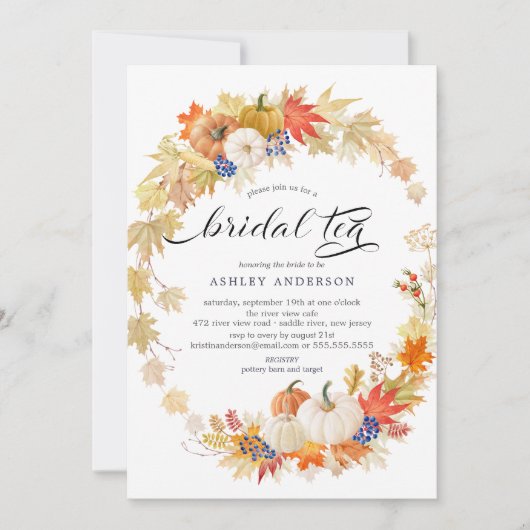 Invitation Feuilles d'automne Fête des mariées de couronnes T (Devant)
