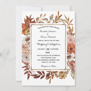 Invitation Feuilles d'automne Floral Formel Élégant Mariage I