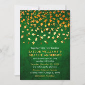 Invitation Feuilles d'automne Grunge Gold et Mariage vert (Devant)