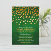 Invitation Feuilles d'automne Grunge Gold et Mariage vert (Debout devant)