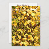 INVITATION FEUILLES D'AUTOMNE JAUNE (Devant / Derrière)