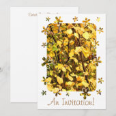 INVITATION FEUILLES D'AUTOMNE JAUNE (Devant / Derrière)