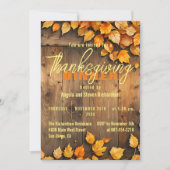 Invitation Feuilles d'automne jaunes à la grange bois Thanksg (Devant)