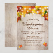 Invitation Feuilles d'automne lumières de chaîne Thanksgiving (Devant / Derrière)