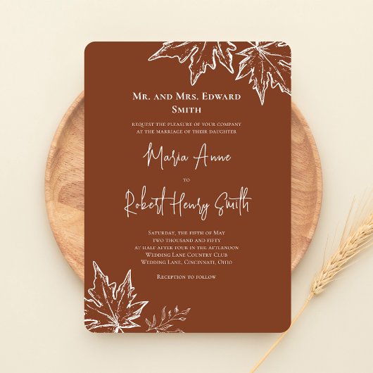 Invitation Feuilles d'automne Mariage de automne élégant