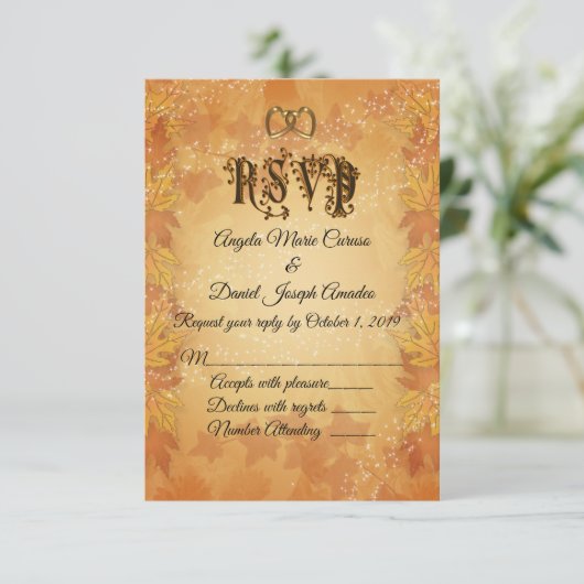 Invitation Feuilles d'automne Mariage de automne RSVP (Debout devant)