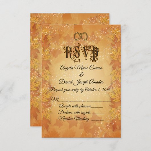 Invitation Feuilles d'automne Mariage de automne RSVP (Devant / Derrière)