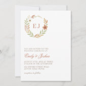 Invitation Feuilles d'automne Mariage Monogramme (Devant)