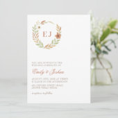 Invitation Feuilles d'automne Mariage Monogramme (Debout devant)