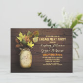 Invitation Feuilles d'automne mason jar de fête de fiançaille (Debout devant)