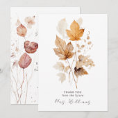 Invitation Feuilles d'automne Merci Fête des mariées (Devant / Derrière)