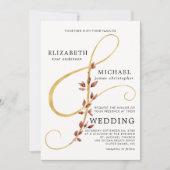 Invitation Feuilles d'automne modernes Ampersand simple Maria (Devant)