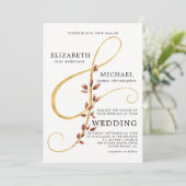 Invitation Feuilles d'automne modernes Ampersand simple Maria (Debout devant)