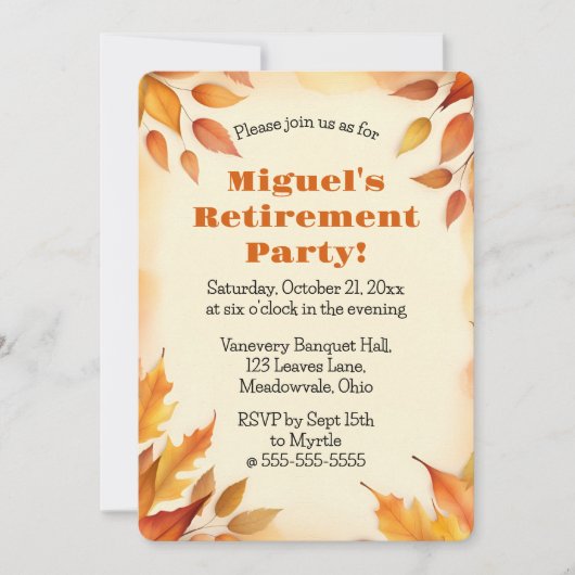 Invitation Feuilles d'automne modifiables (Devant)