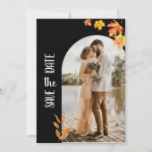 Invitation Feuilles d'automne noires classiques 2 Photo  Enre (Devant)