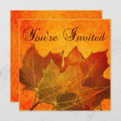 Invitation Feuilles d'automne orange, coutume de Thanksgiving (Devant / Derrière)