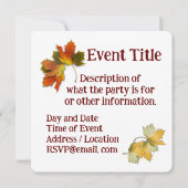 Invitation Feuilles D'Automne Orange Et Doré (Dos)