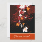 Invitation Feuilles d'automne orange rouge blanc brun mariage (Devant)