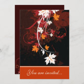 Invitation Feuilles d'automne orange rouge blanc brun mariage (Devant / Derrière)