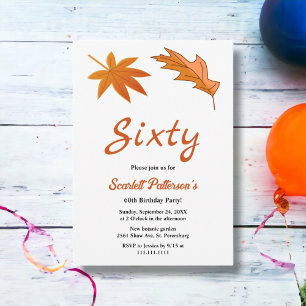 Invitation Feuilles d'automne orange rustiques 60e anniversai
