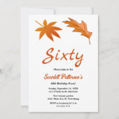 Invitation Feuilles d'automne orange rustiques 60e anniversai (Devant)