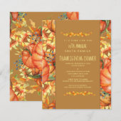 Invitation Feuilles d'automne oranges citrouilles dîner de Th (Devant / Derrière)