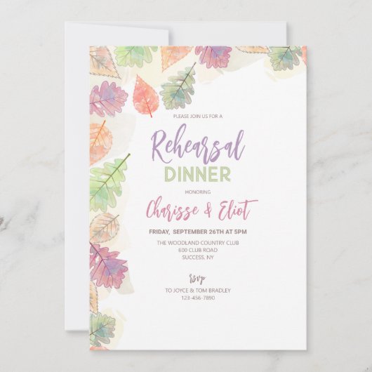 Invitation Feuilles d'automne peintes à la main (Devant)