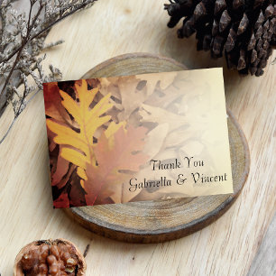 Invitation Feuilles d'automne peintes Mariage Merci Notes - A
