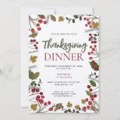Invitation Feuilles d'automne Rustique Famille Thanksgiving d (Devant)