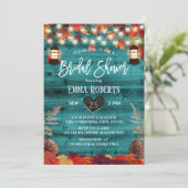 Invitation Feuilles d'automne rustique Lanterne Fête des mari (Debout devant)