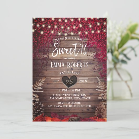 Invitation Feuilles d'automne rustique Luminaires à cordes Gr (Debout devant)