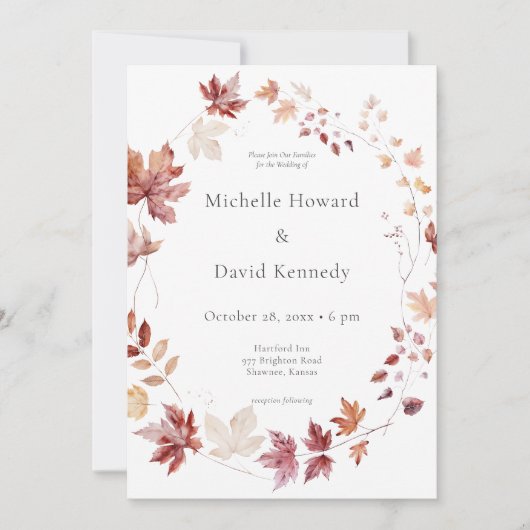 Invitation Feuilles d'automne rustiques Burgundy & Rust (Devant)