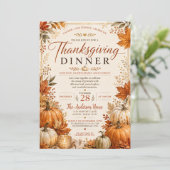 Invitation Feuilles d'automne rustiques Citrouilles Chutes Ac (Debout devant)