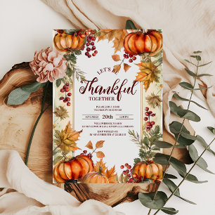 Invitation Feuilles d'automne rustiques et Thanksgiving Citro