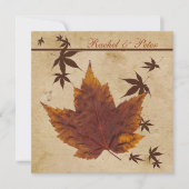 Invitation Feuilles d'automne sur FAUX Vieille Mariage en pap (Devant)