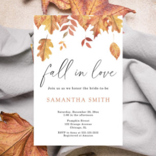 Invitation Feuilles d'automne tombant à l'aquarelle Shower de