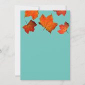 Invitation Feuilles de automne rustique Brûlé orange Turquois (Dos)