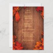 Invitation Feuilles de bois rustiques d'automne (Devant)