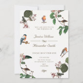 Invitation Feuilles de branche Oiseaux mariage (Devant)