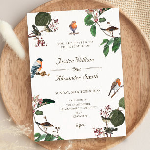Invitation Feuilles de branche Oiseaux mariage