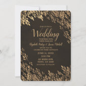 Invitation Feuilles de bronze doré marron chic rustique maria (Devant)