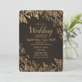 Invitation Feuilles de Bronze Or Marron Chic Rustique Mariage (Debout devant)