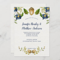 Feuilles de chêne Floral bleu Acorns Mariage |