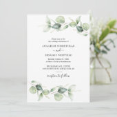 Invitation Feuilles de eucalyptus élégantes pour mariage rust (Debout devant)