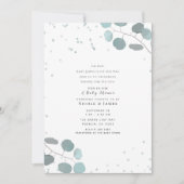 Invitation Feuilles de eucalyptus vert Baby Shower Garçon ou  (Devant)