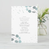 Invitation Feuilles de eucalyptus vert Baby Shower Garçon ou  (Debout devant)