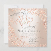 Invitation Feuilles de fête d'anniversaire Wreath ivoire rose (Devant)